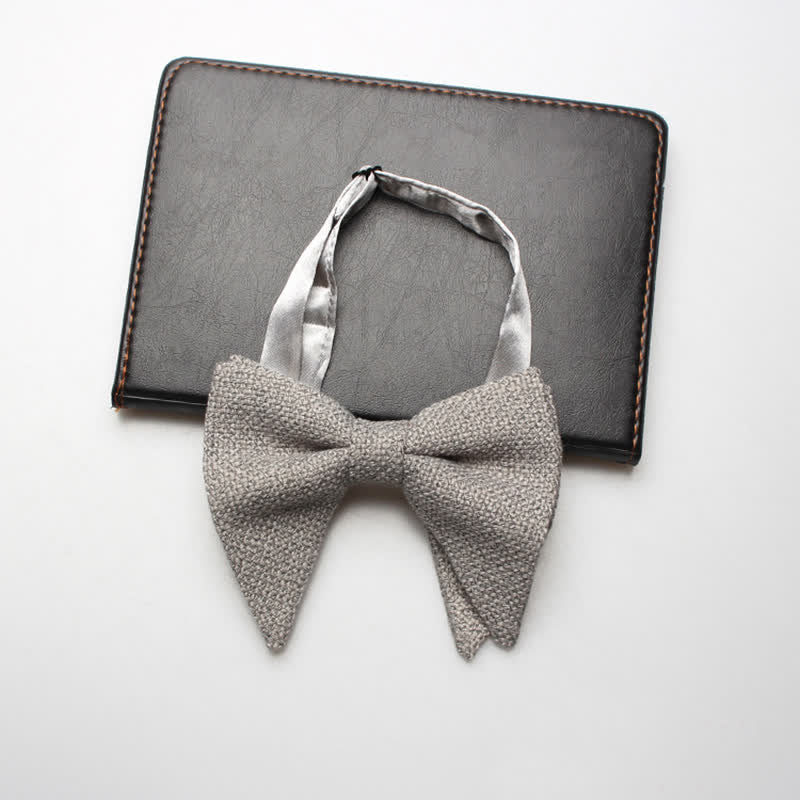 Nœud papillon surdimensionné en coton et lin tissé pour homme