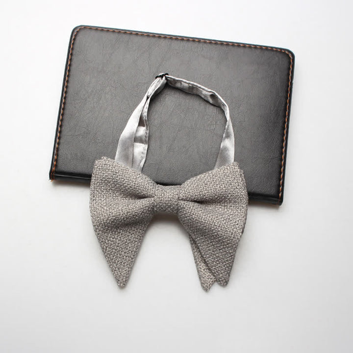Nœud papillon surdimensionné en coton et lin tissé pour homme
