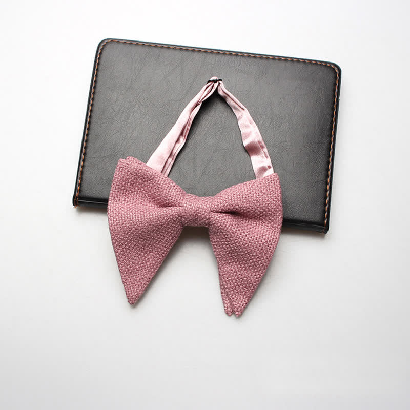 Nœud papillon surdimensionné en coton et lin tissé pour homme