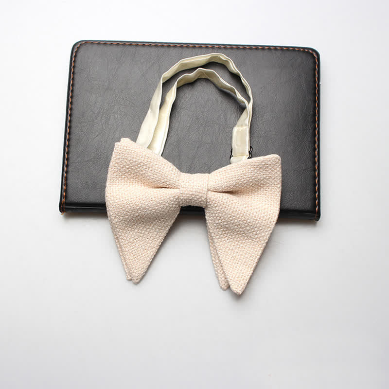Nœud papillon surdimensionné en coton et lin tissé pour homme