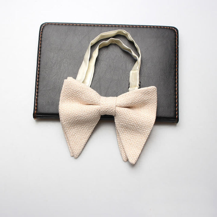 Nœud papillon surdimensionné en coton et lin tissé pour homme