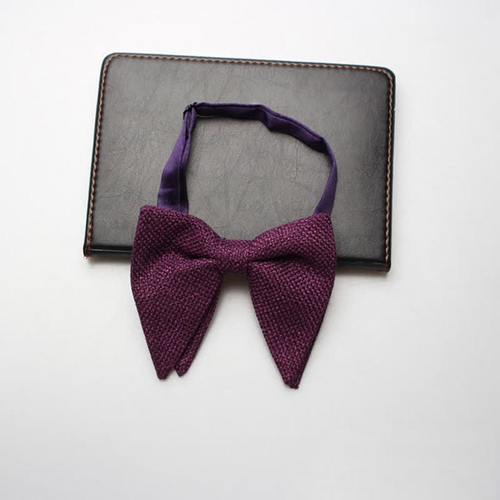 Nœud papillon surdimensionné en coton et lin tissé pour homme