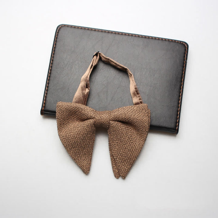 Nœud papillon surdimensionné en coton et lin tissé pour homme