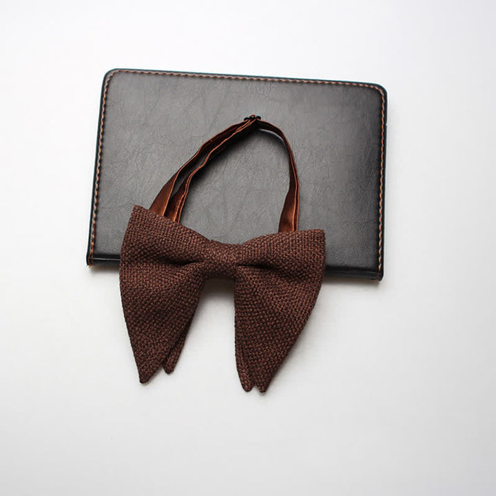 Nœud papillon surdimensionné en coton et lin tissé pour homme