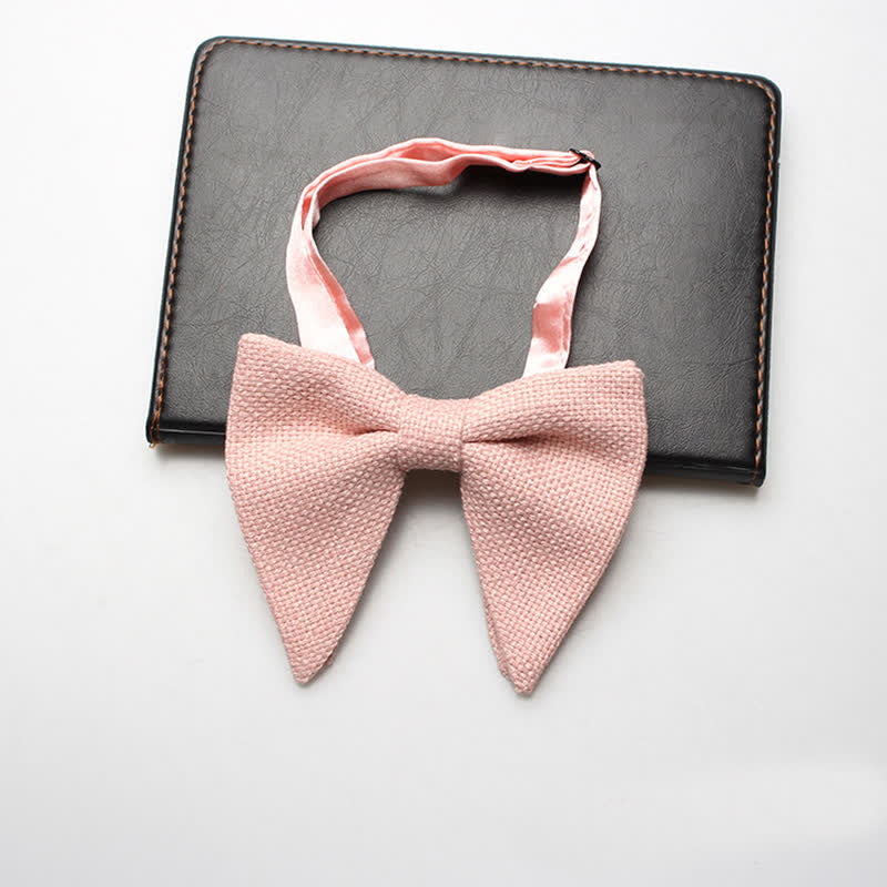 Nœud papillon surdimensionné en coton et lin tissé pour homme