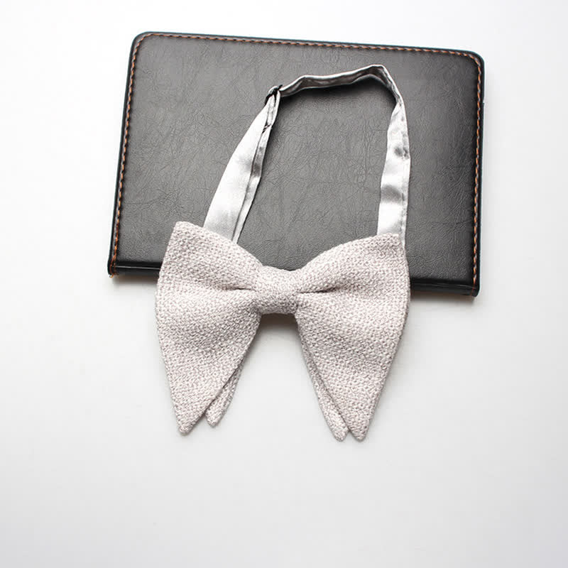 Nœud papillon surdimensionné en coton et lin tissé pour homme