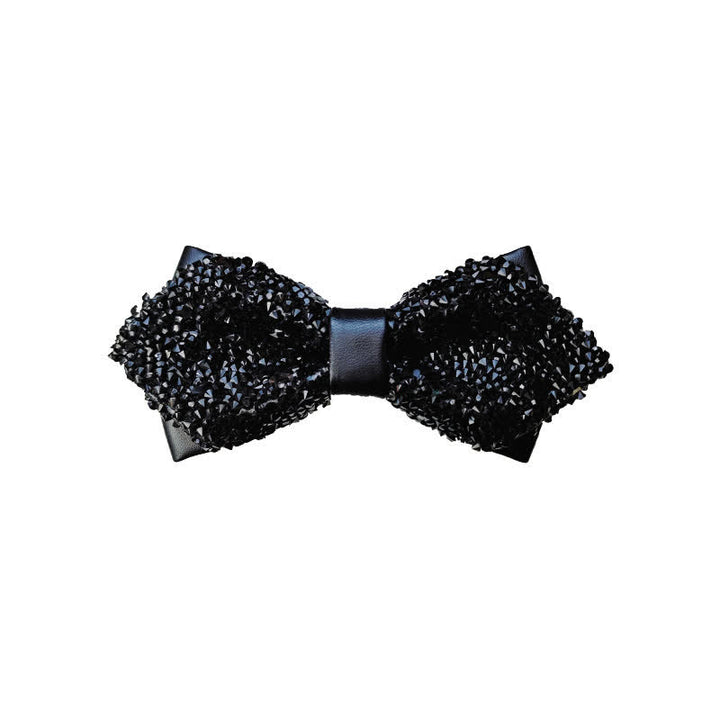 Nœud papillon pointu à double épaisseur avec strass scintillants pour homme - Noir - image 4