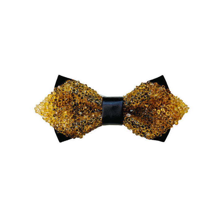 Nœud papillon pointu à double épaisseur avec strass scintillants pour homme - Or - image 5