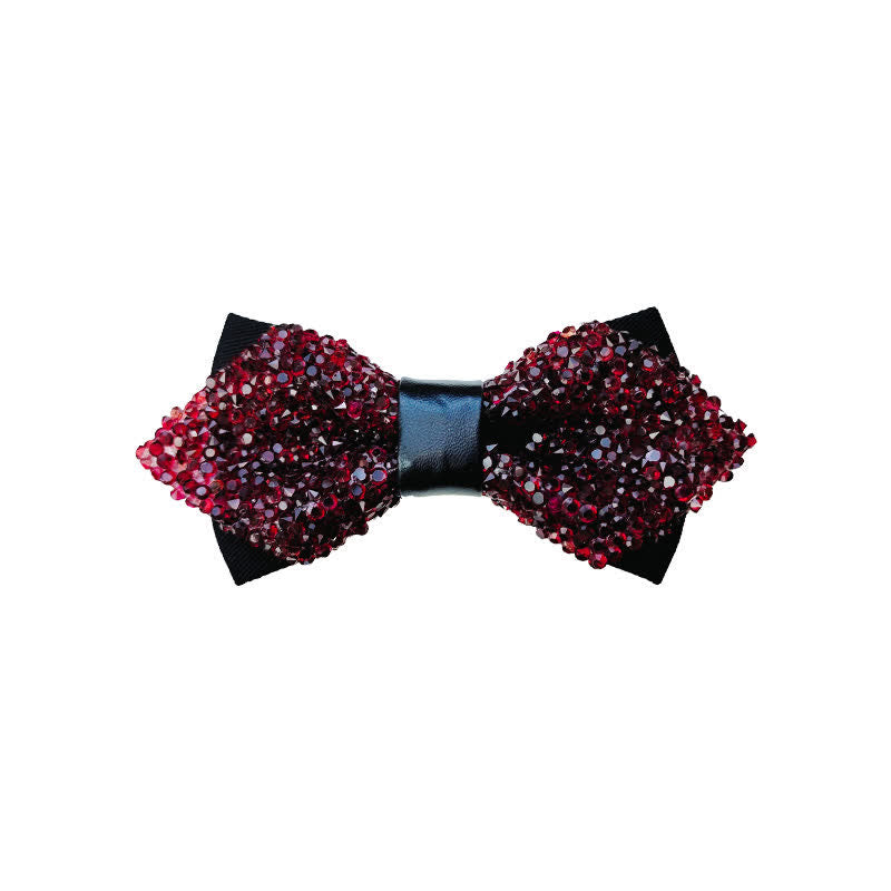 Nœud papillon pointu à double épaisseur avec strass scintillants pour homme - Bourgogne - image 3