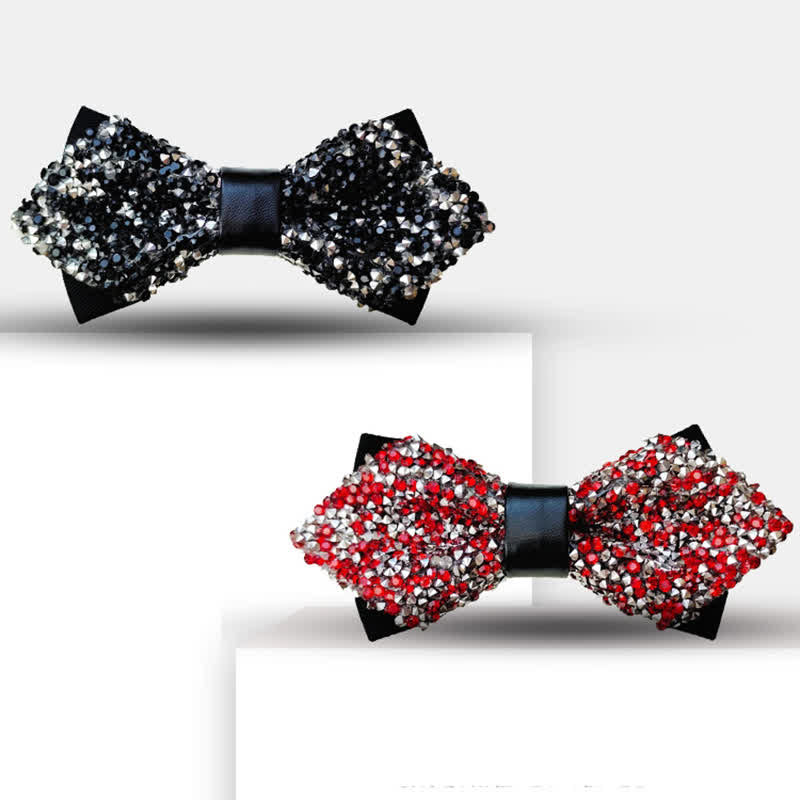 Nœud papillon pointu à double épaisseur avec strass scintillants pour homme - image 7
