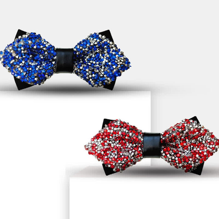 Nœud papillon pointu à double épaisseur avec strass scintillants pour homme - image 0
