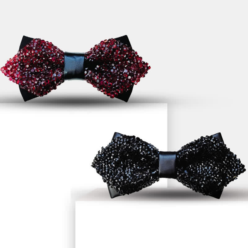 Nœud papillon pointu à double épaisseur avec strass scintillants pour homme - image 2