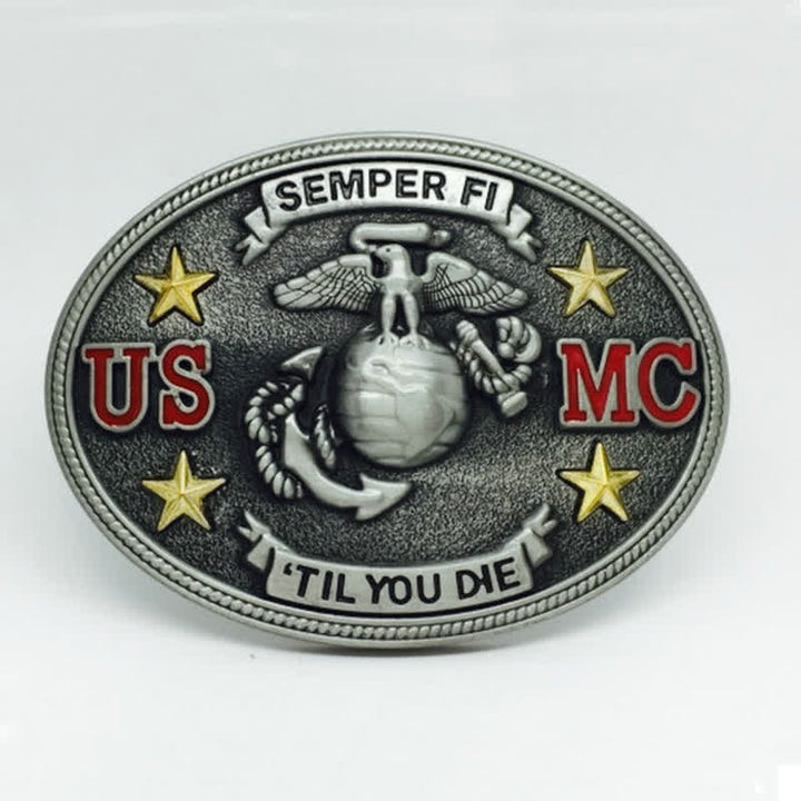 Ceinture en cuir à boucle DIY pour homme du Corps des Marines des États-Unis