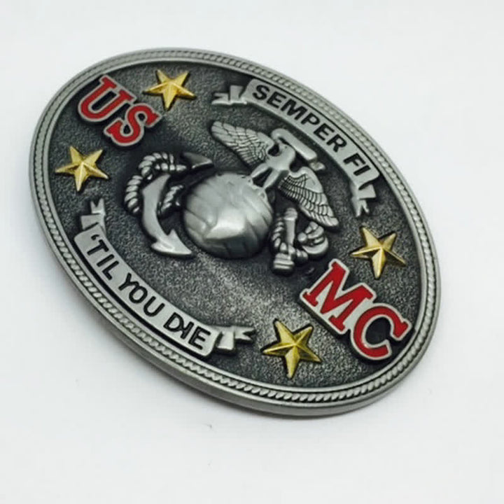 Ceinture en cuir à boucle DIY pour homme du Corps des Marines des États-Unis