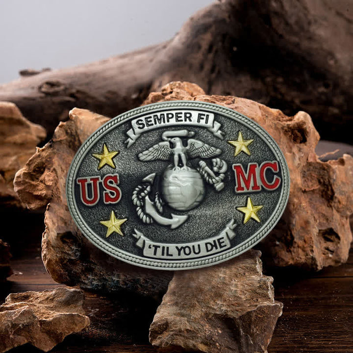Ceinture en cuir à boucle DIY pour homme du Corps des Marines des États-Unis