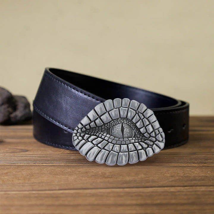 Ceinture en cuir à boucle œil d'alligator pour homme