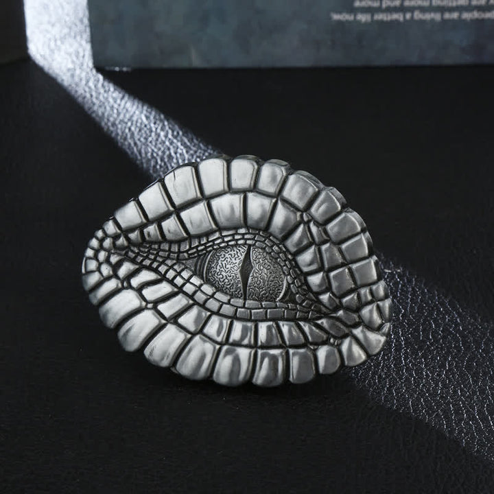 Ceinture en cuir à boucle œil d'alligator pour homme