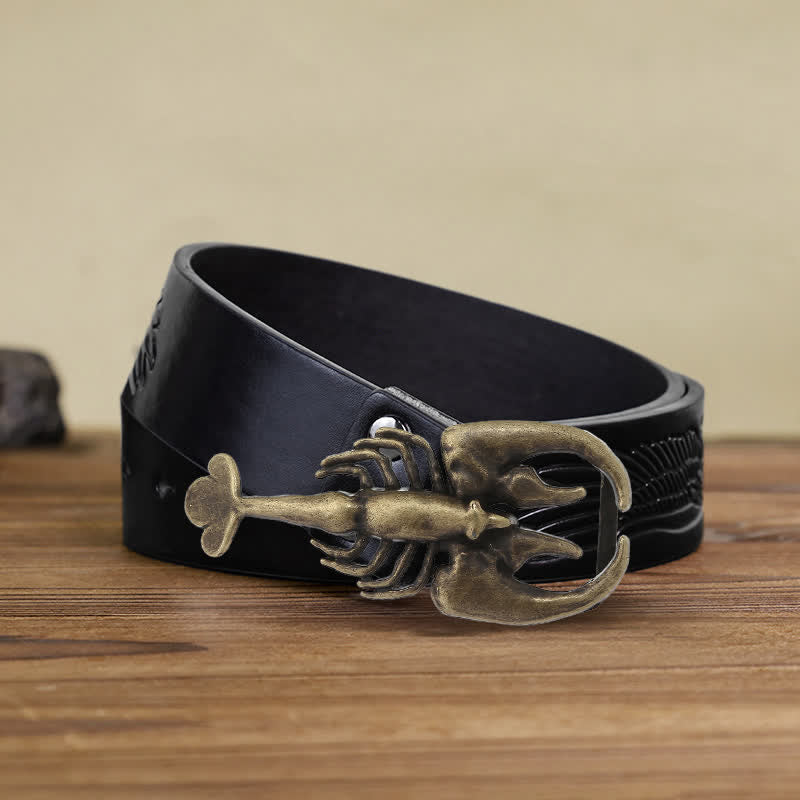 Ceinture en cuir à boucle mini scorpion pour homme