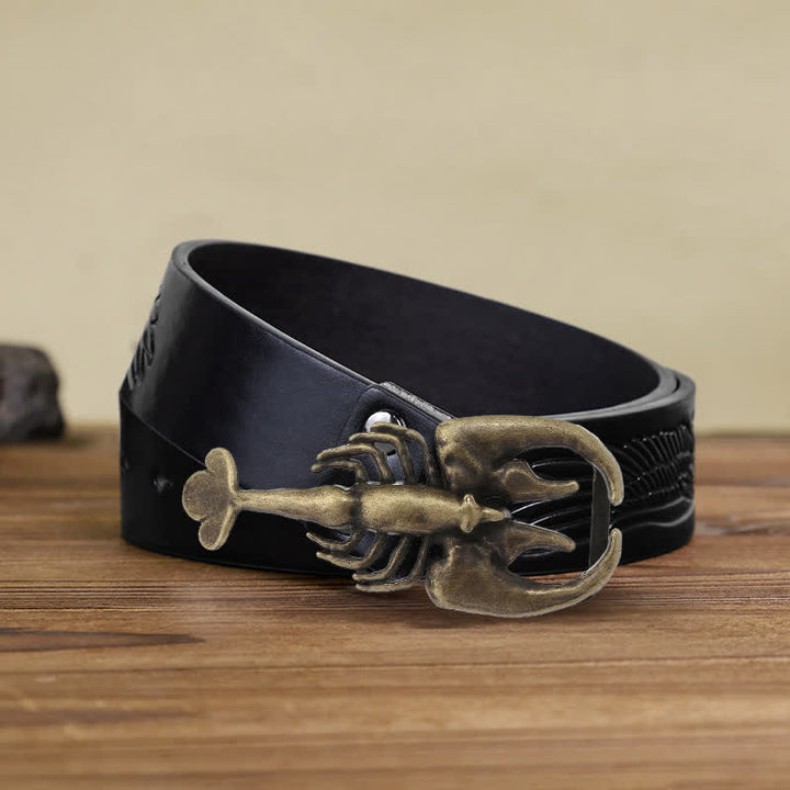 Ceinture en cuir à boucle mini scorpion pour homme
