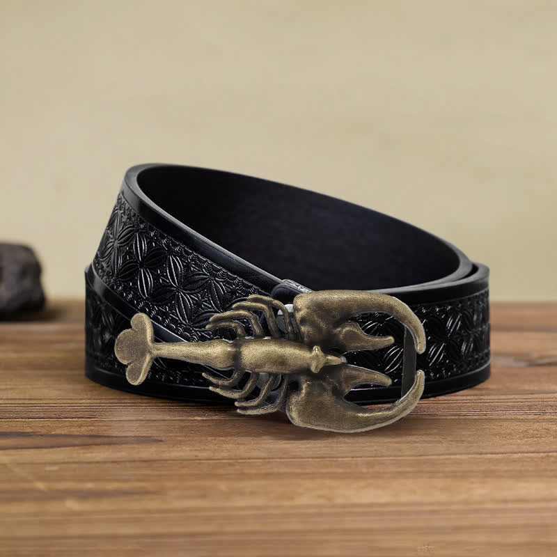 Ceinture en cuir à boucle mini scorpion pour homme