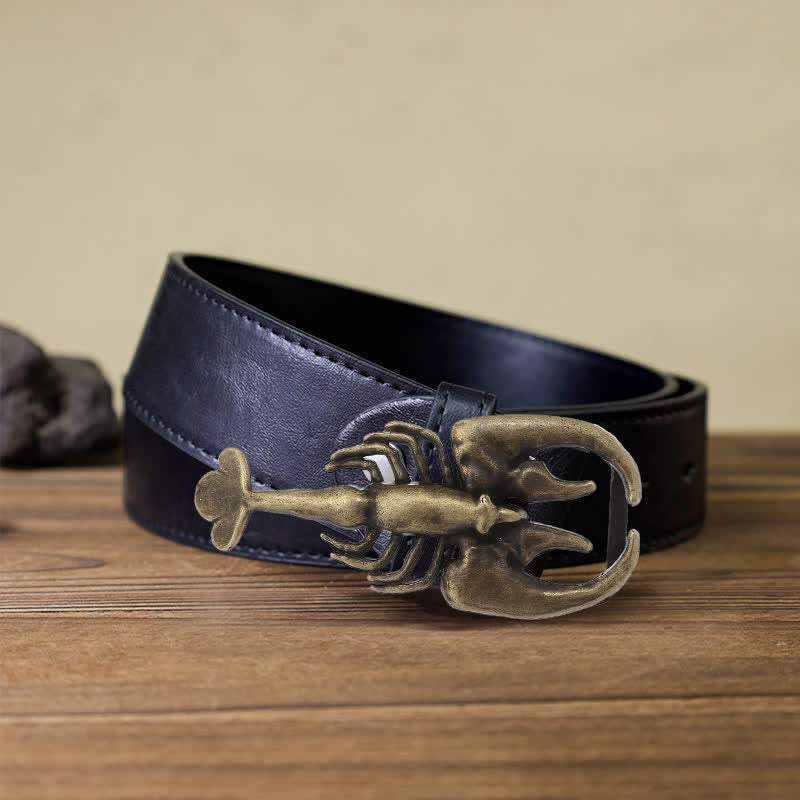 Ceinture en cuir à boucle mini scorpion pour homme