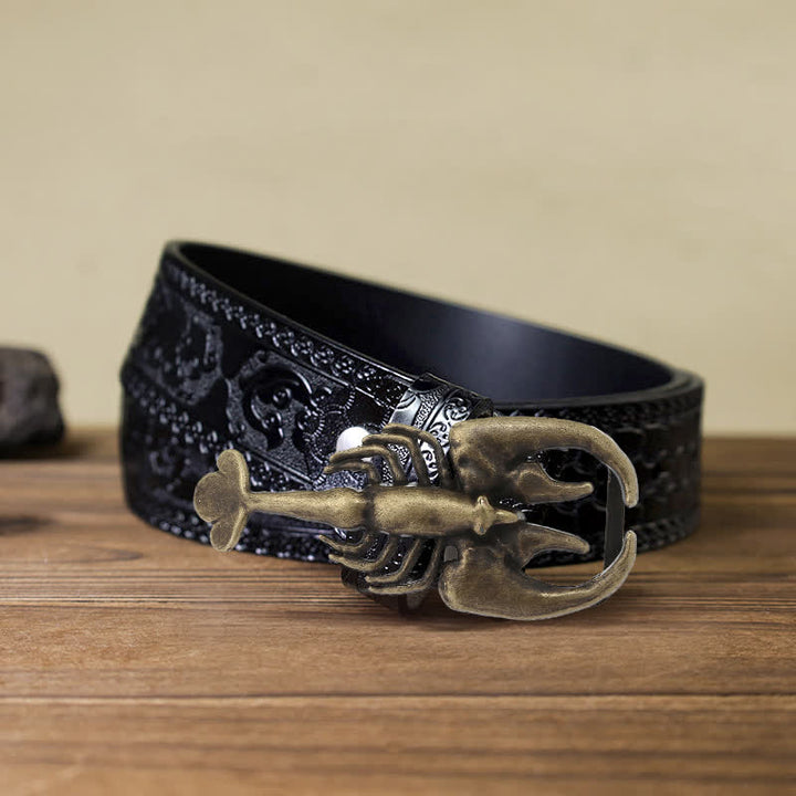 Ceinture en cuir à boucle mini scorpion pour homme