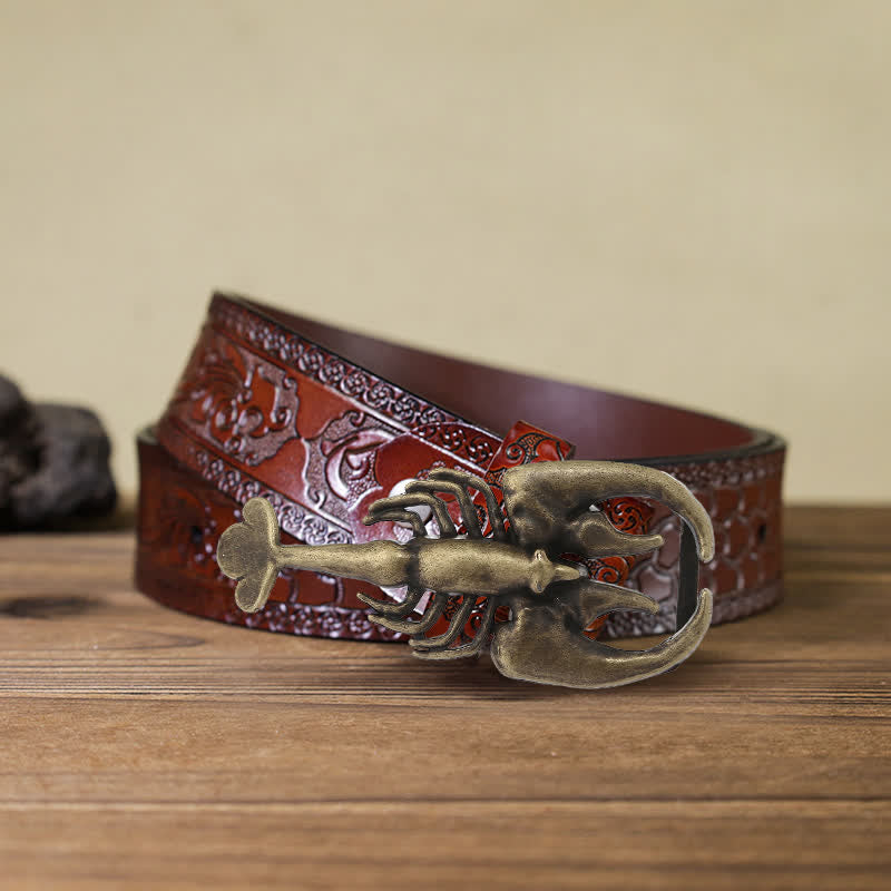 Ceinture en cuir à boucle mini scorpion pour homme