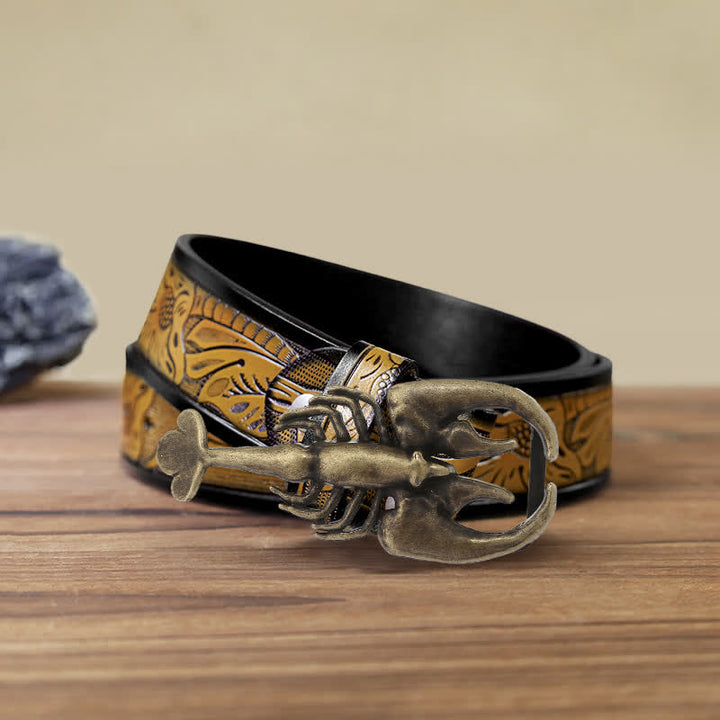 Ceinture en cuir à boucle mini scorpion pour homme