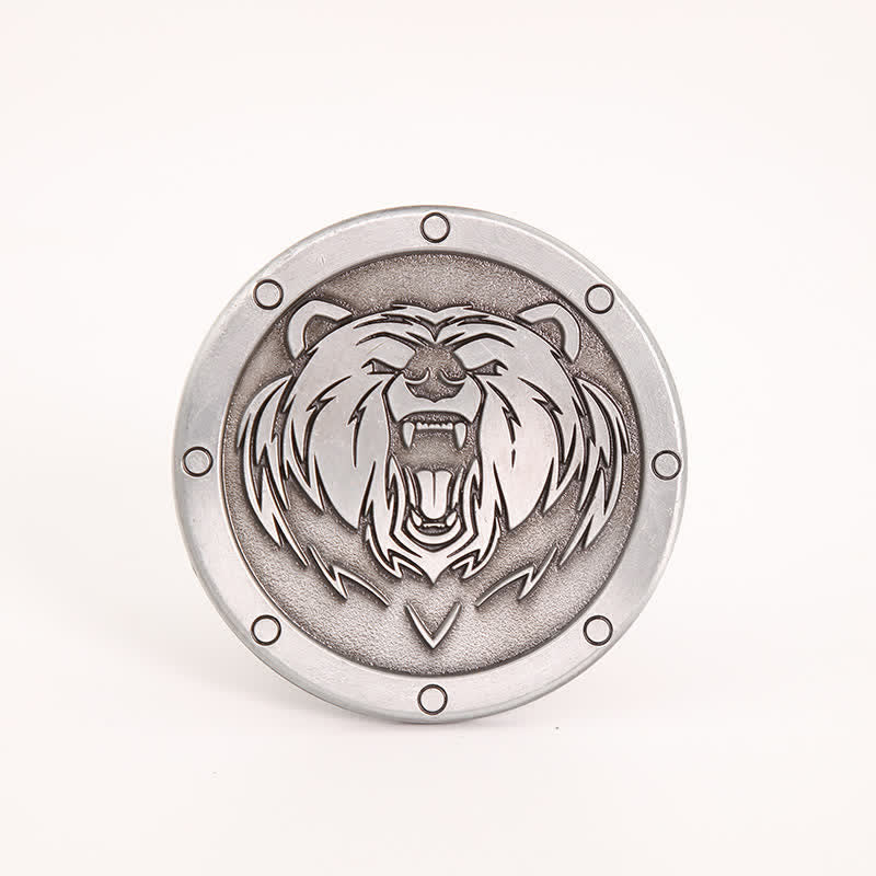 Ceinture en cuir à boucle ronde punk tête de tigre pour homme