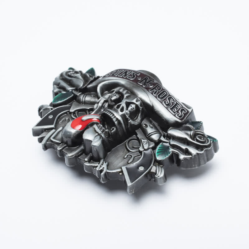 Ceinture en cuir à boucle tête de mort Guns Roses classique pour homme