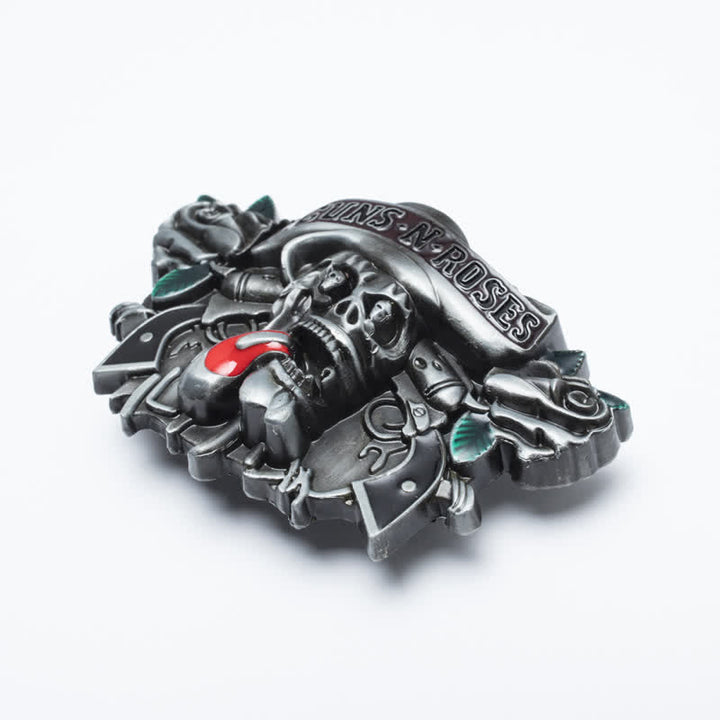 Ceinture en cuir à boucle tête de mort Guns Roses classique pour homme