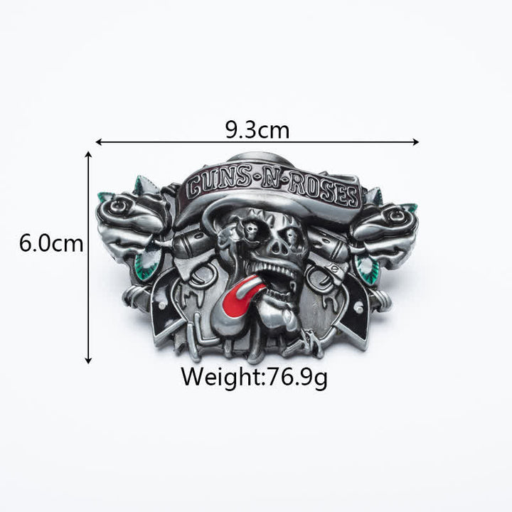 Ceinture en cuir à boucle tête de mort Guns Roses classique pour homme