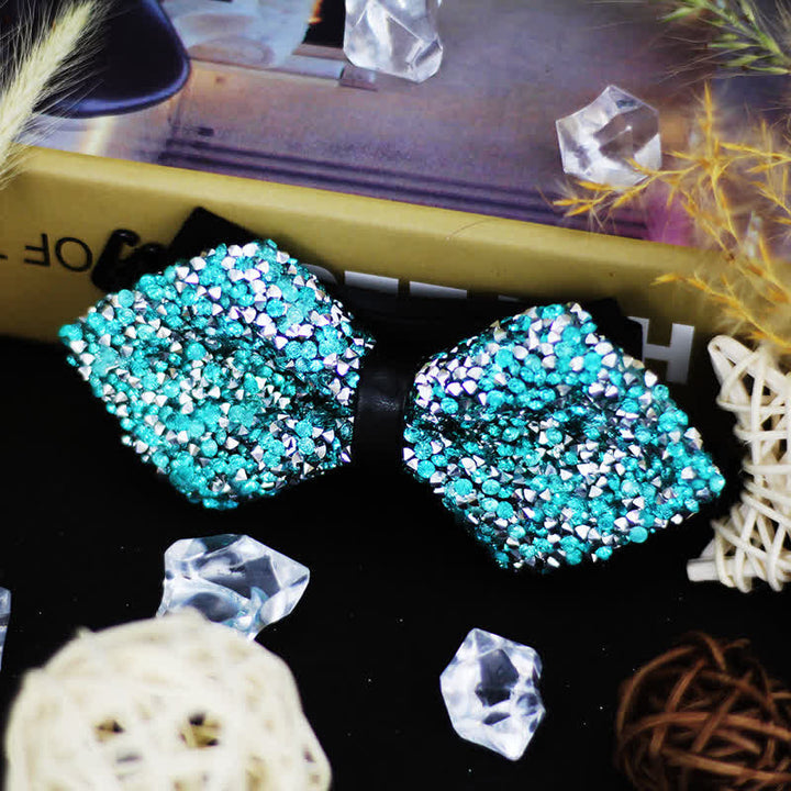 Nœud papillon pointu à double épaisseur avec strass scintillants pour homme