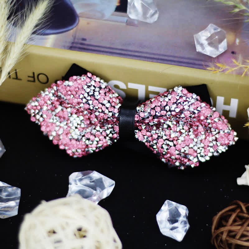 Nœud papillon pointu à double épaisseur avec strass scintillants pour homme