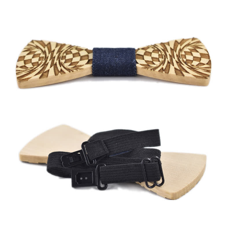Nœud papillon en bois à motif gravé Dizzy créatif pour homme