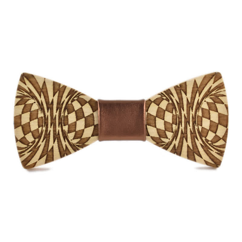 Nœud papillon en bois à motif gravé Dizzy créatif pour homme