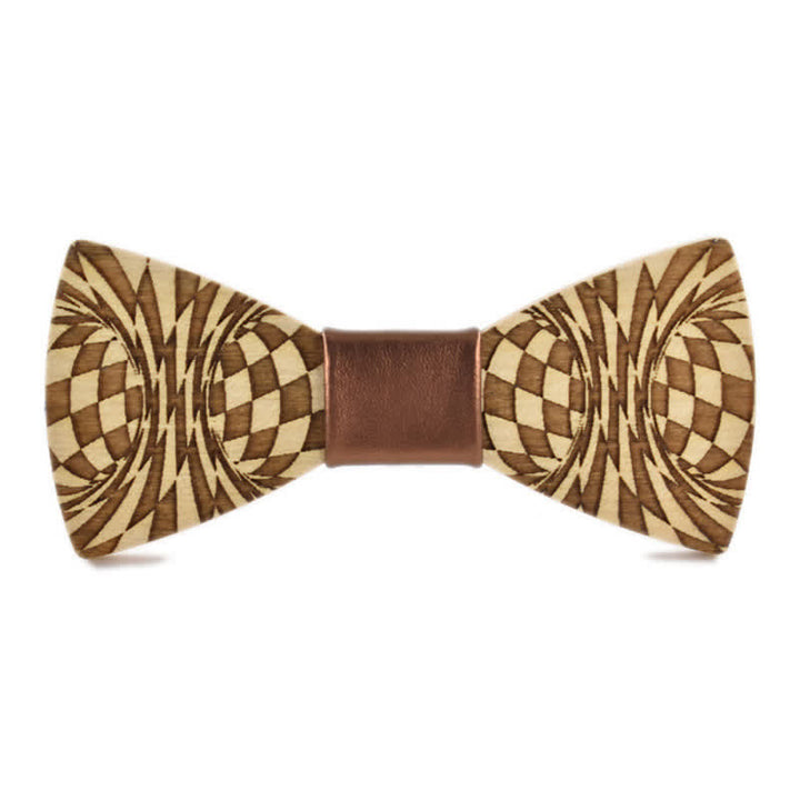 Nœud papillon en bois à motif gravé Dizzy créatif pour homme