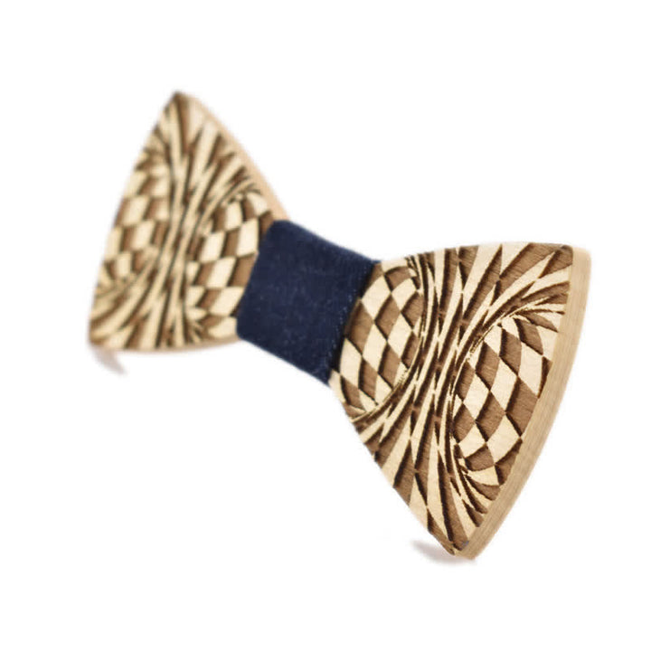 Nœud papillon en bois à motif gravé Dizzy créatif pour homme