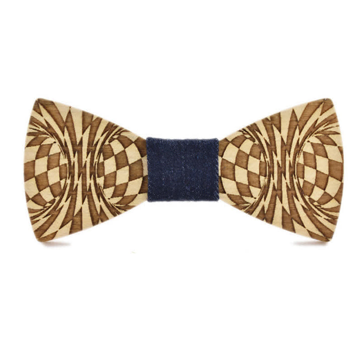 Nœud papillon en bois à motif gravé Dizzy créatif pour homme