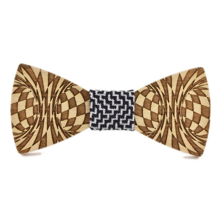 Nœud papillon en bois à motif gravé Dizzy créatif pour homme