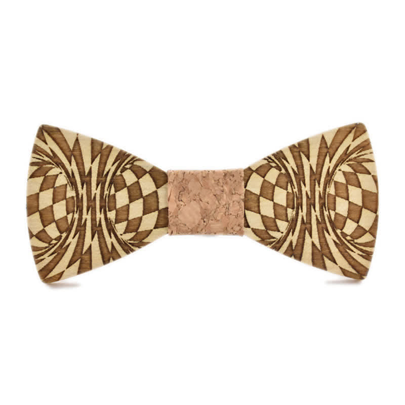 Nœud papillon en bois à motif gravé Dizzy créatif pour homme