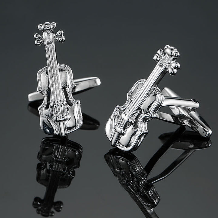 Boutons de manchette élégants pour hommes avec notes d'instruments de musique - Violon d'argent - image 18