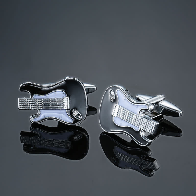Boutons de manchette élégants pour hommes avec notes d'instruments de musique - Guitare noire - image 20