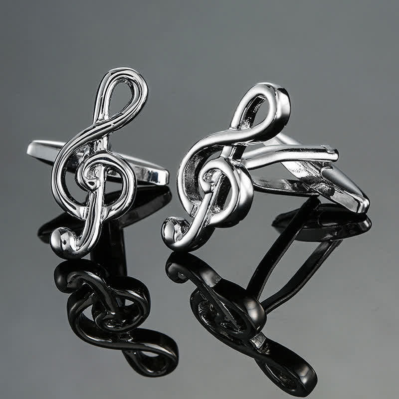 Boutons de manchette élégants pour hommes avec notes d'instruments de musique - Clé de Sol en Argent - image 4