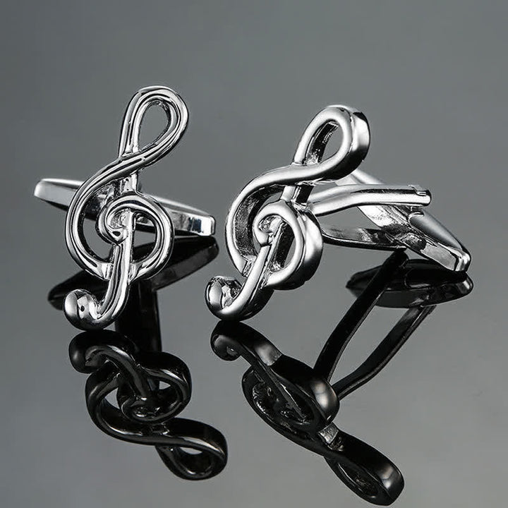 Boutons de manchette élégants pour hommes avec notes d'instruments de musique - Clé de Sol en Argent - image 4