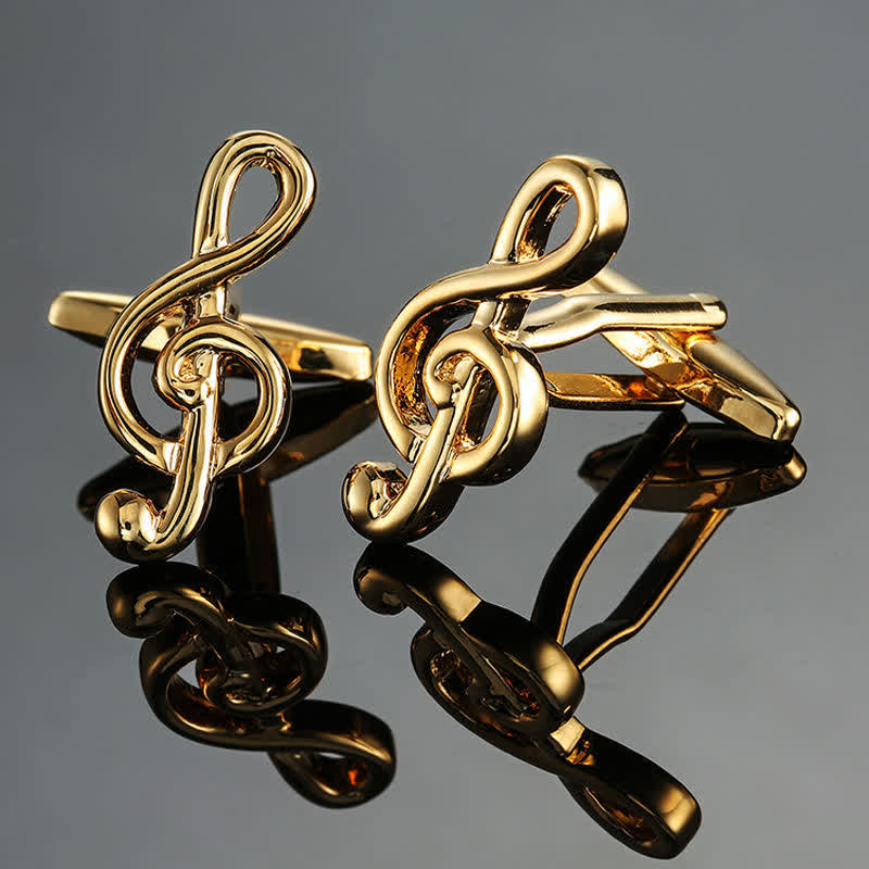 Boutons de manchette élégants pour hommes avec notes d'instruments de musique - Clé de Sol en Or - image 5