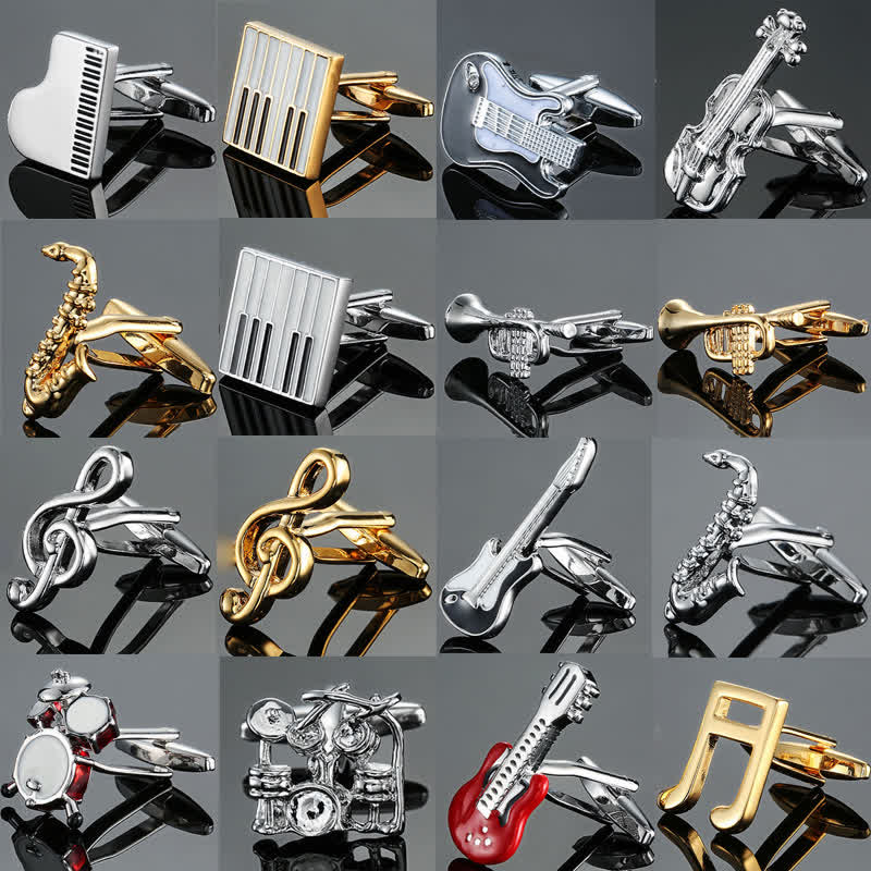 Boutons de manchette élégants pour hommes avec notes d'instruments de musique - image 1