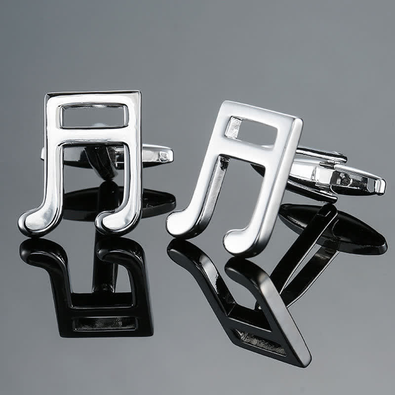 Boutons de manchette élégants pour hommes avec notes d'instruments de musique - Double croche d'argent - image 8