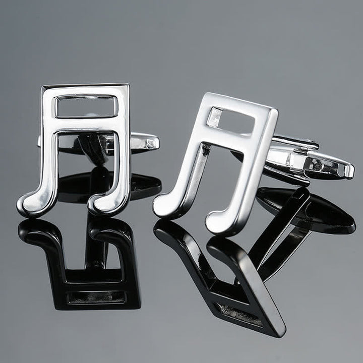 Boutons de manchette élégants pour hommes avec notes d'instruments de musique - Double croche d'argent - image 8