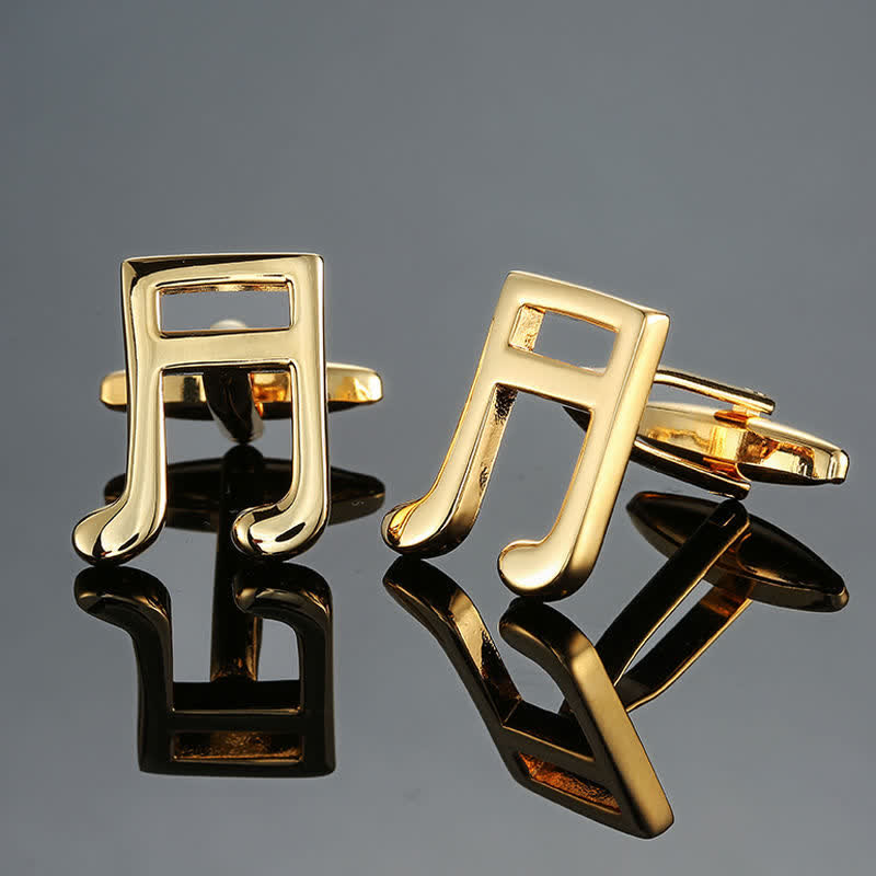Boutons de manchette élégants pour hommes avec notes d'instruments de musique - Double croche d'or - image 9
